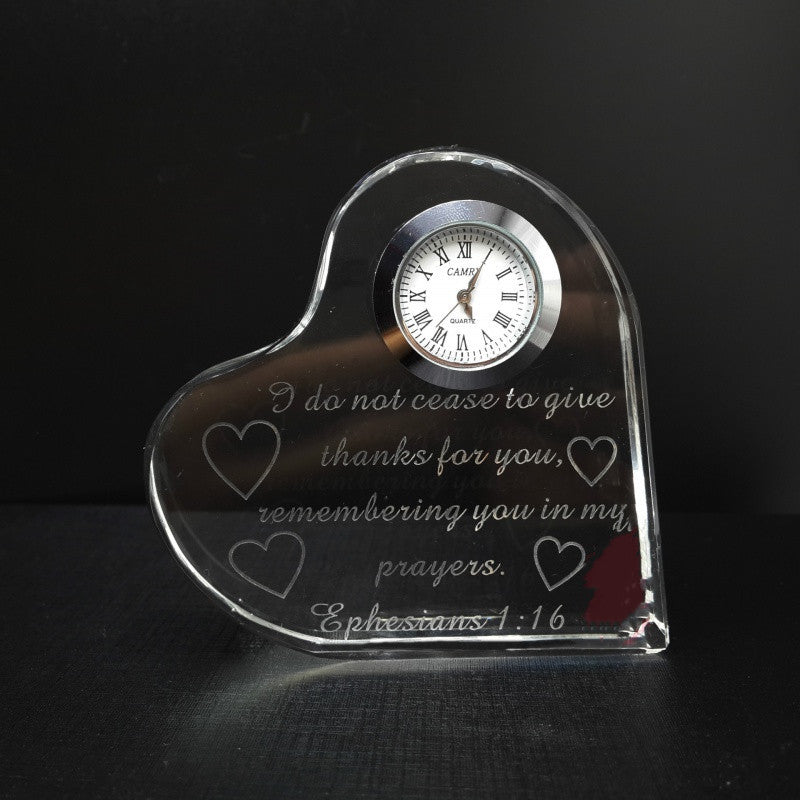 New Crystal Heart-shaped Crystal Clock New Crystal Heart-shaped Crystal Clock